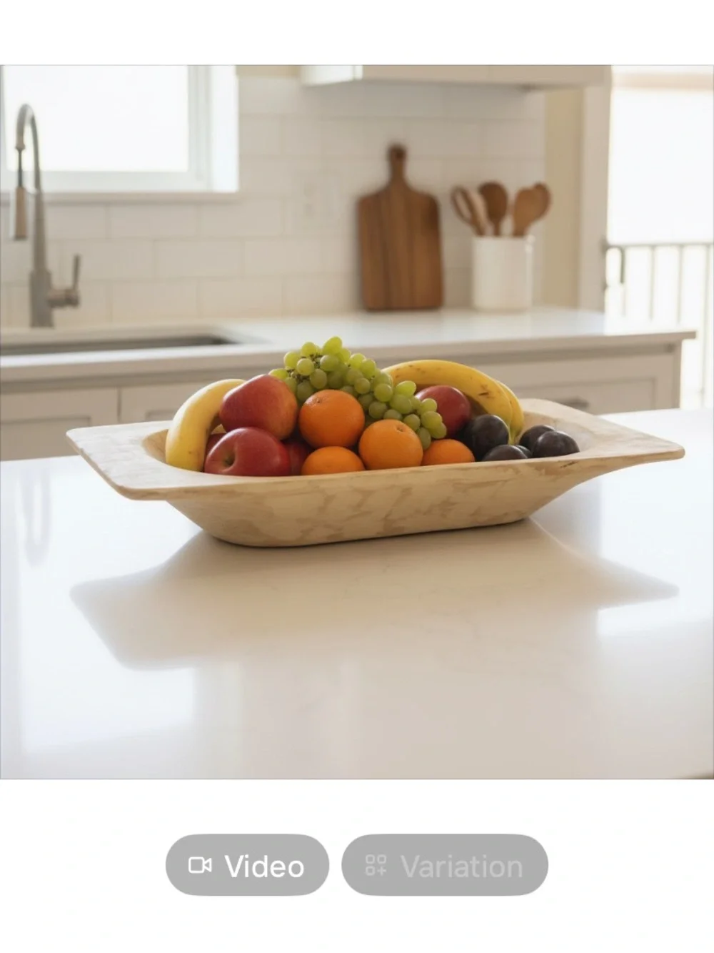 Natural Wood Dough Bowl - Light Wood Centerpiece